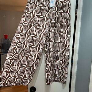 Brown and White Patterned Pants